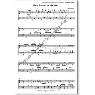 Mozart: Variationen LISON DORMAIT fr Blechblserensemble