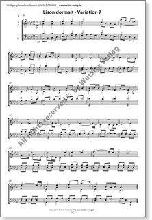 Mozart: Variationen LISON DORMAIT für Blechbläserensemble